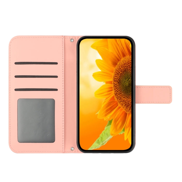 For T-Mobile Revvl 6 Pro 5G Skin Feel Sun Flower Pattern Flip Leather Phone Case with Lanyard(Pink) - More Brand by buy2fix | Online Shopping UK | buy2fix