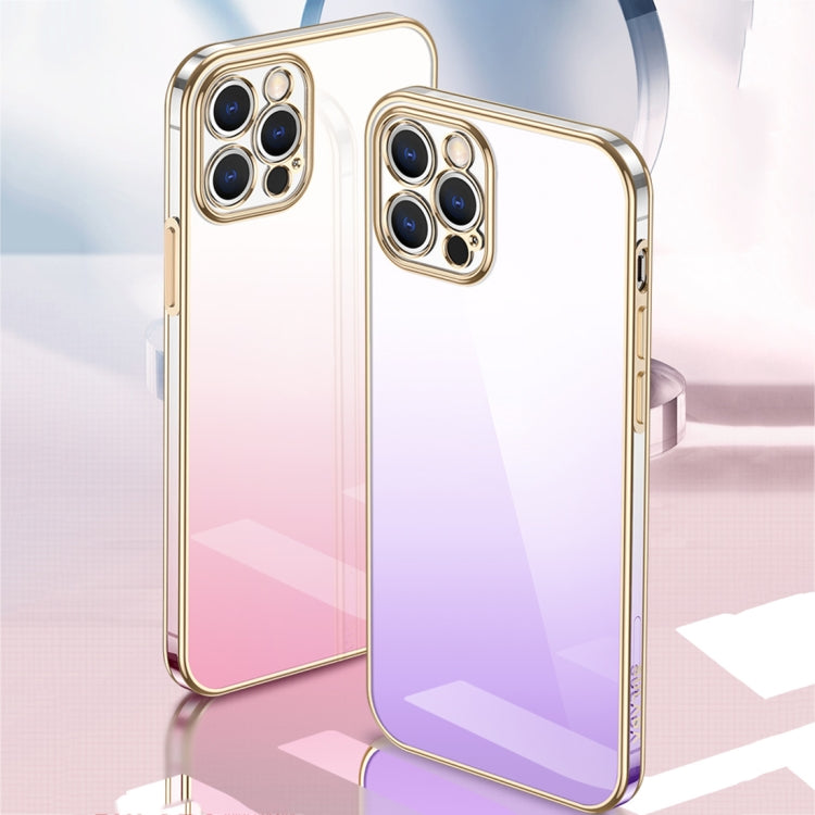 For iPhone 14 Plus SULADA Iridescence Series Plating Transparent Gradient Phone Case(Purple) - iPhone 14 Plus Cases by SULADA | Online Shopping UK | buy2fix