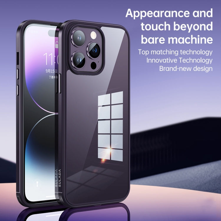 For iPhone 14 Pro SULADA Metal Frame + Nano Glass + TPU Phone Case(Silver) - iPhone 14 Pro Cases by SULADA | Online Shopping UK | buy2fix