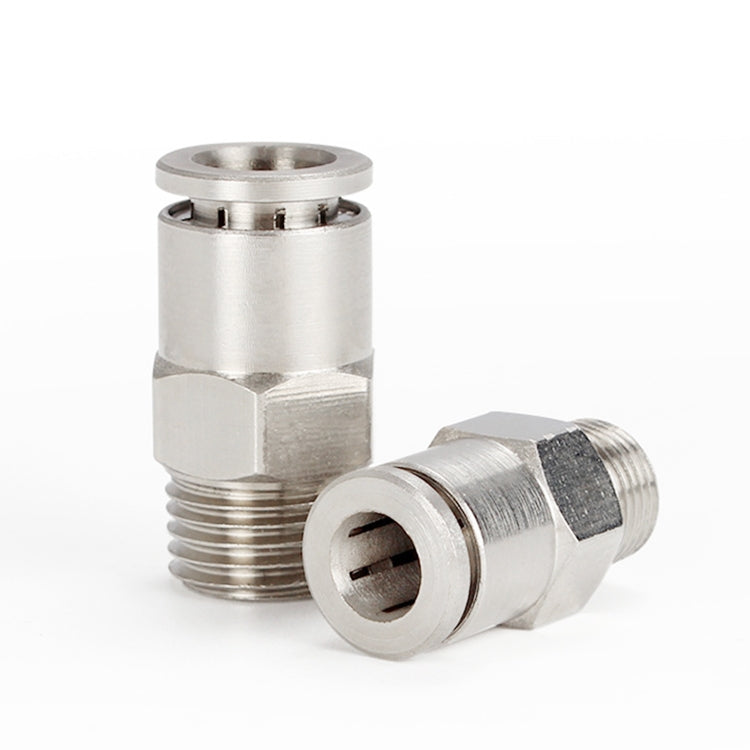 PC12-02 LAIZE Nickel Plated Copper Male Thread Straight Pneumatic Quick Connector -  by LAIZE | Online Shopping UK | buy2fix
