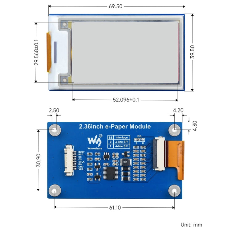 Waveshare 2.36 inch 296×168 E-paper Module - Consumer Electronics by WAVESHARE | Online Shopping UK | buy2fix