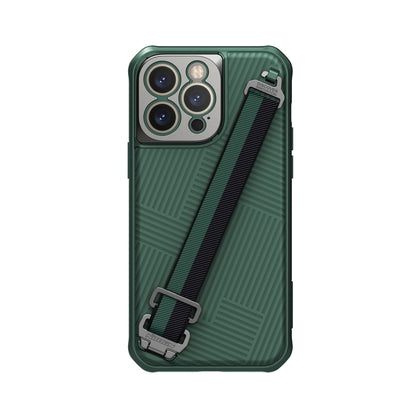 For iPhone 14 Pro Max NILLKIN MagSafe Full Coverage Phone Case with Wrist Strap(Green) - iPhone 14 Pro Max Cases by NILLKIN | Online Shopping UK | buy2fix