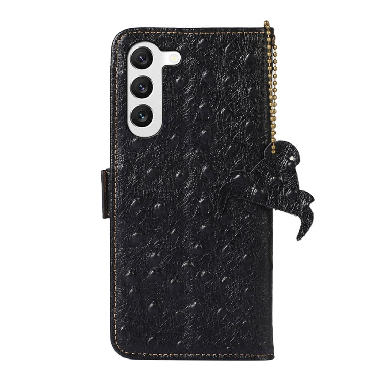 For Samsung Galaxy S23 5G Ostrich Pattern Genuine Leather RFID Phone Case(Black) - Galaxy S23 5G Cases by buy2fix | Online Shopping UK | buy2fix