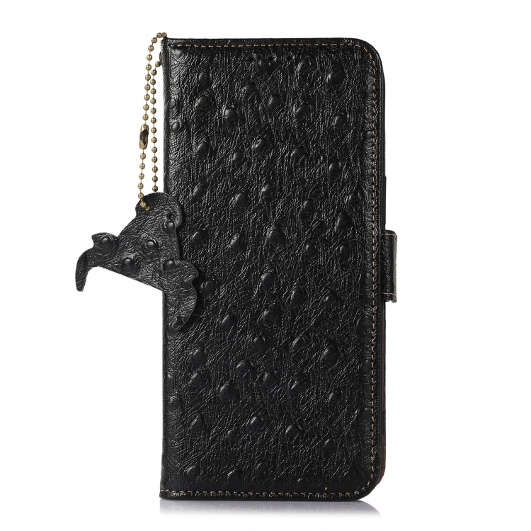 For Google Pixel 7 Pro Ostrich Pattern Genuine Leather RFID Phone Case(Black) - Google Cases by buy2fix | Online Shopping UK | buy2fix
