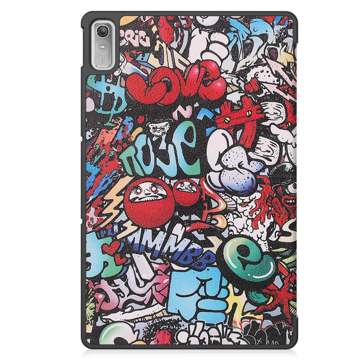 For Lenovo Tab P11 Gen 2 Custer Painted 3-Fold Holder Leather Smart Tablet Case(Graffiti) - For Lenovo by buy2fix | Online Shopping UK | buy2fix