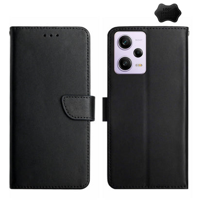 For Xiaomi Redmi Note 12 Pro 5G China Genuine Leather Fingerprint-proof Flip Phone Case(Black) - Note 12 Pro Cases by buy2fix | Online Shopping UK | buy2fix