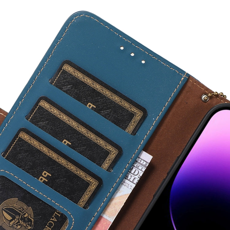 For Samsung Galaxy A54 5G Genuine Leather Magnetic RFID Leather Phone Case(Blue) - Galaxy Phone Cases by buy2fix | Online Shopping UK | buy2fix