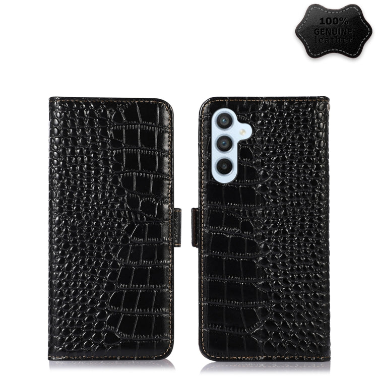 For Samsung Galaxy A54 5G Crocodile Top Layer Cowhide Leather Phone Case(Black) - Galaxy Phone Cases by buy2fix | Online Shopping UK | buy2fix