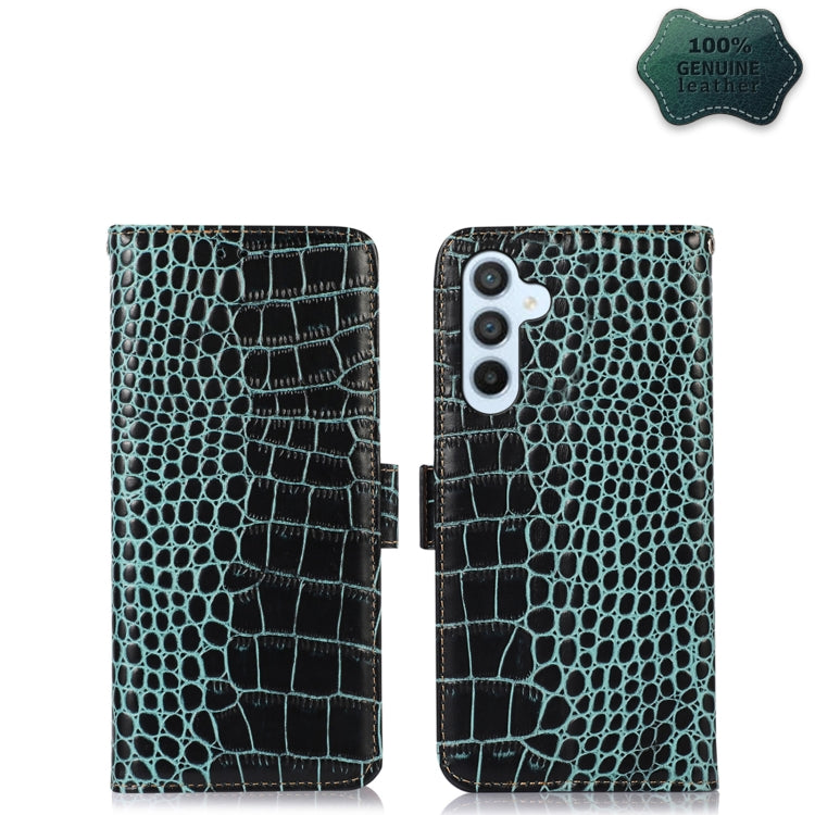 For Samsung Galaxy A54 5G Crocodile Top Layer Cowhide Leather Phone Case(Green) - Galaxy Phone Cases by buy2fix | Online Shopping UK | buy2fix