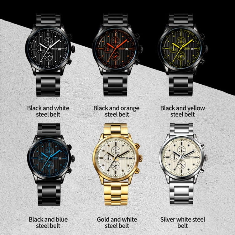 OCHSTIN 7244 Fashion Steel Strap Multifunctional Quartz Men Watch(Silver White) - Metal Strap Watches by OCHSTIN | Online Shopping UK | buy2fix
