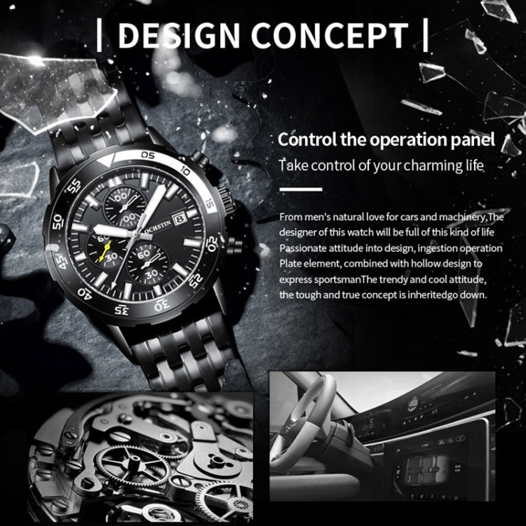 OCHSTIN 7252 Fashion Steel Strap Multifunctional Quartz Men Watch(Gold) - Metal Strap Watches by OCHSTIN | Online Shopping UK | buy2fix