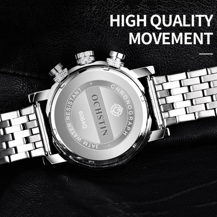 OCHSTIN 7254 Fashion Steel Strap Multifunctional Quartz Men Watch(Silver Blue) - Metal Strap Watches by OCHSTIN | Online Shopping UK | buy2fix