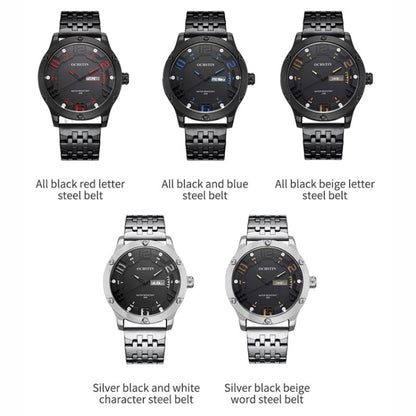 OCHSTIN 7255 Fashion Steel Strap Day-date Quartz Men Watch(Black Blue) - Metal Strap Watches by OCHSTIN | Online Shopping UK | buy2fix