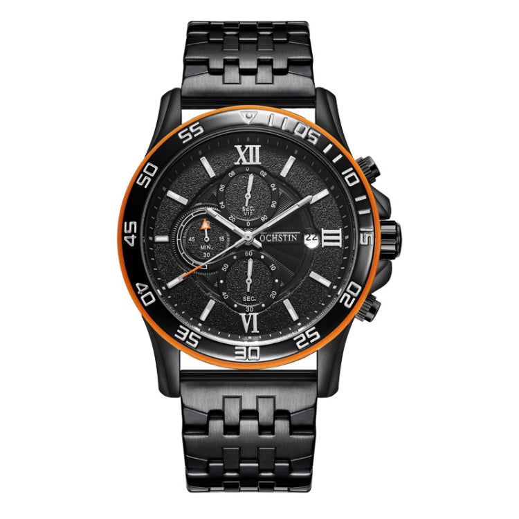 OCHSTIN 7257 Fashion Steel Strap Multifunctional Quartz Men Watch(Black) - Metal Strap Watches by OCHSTIN | Online Shopping UK | buy2fix