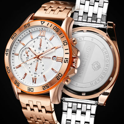 OCHSTIN 7257 Fashion Steel Strap Multifunctional Quartz Men Watch(Rose Gold Black) - Metal Strap Watches by OCHSTIN | Online Shopping UK | buy2fix