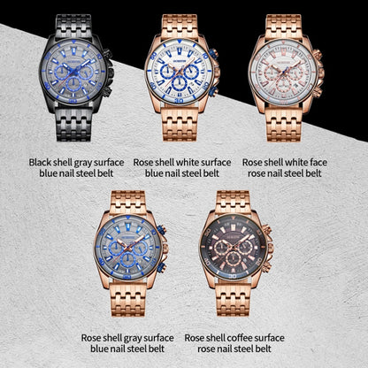 OCHSTIN 7259 Fashion Steel Strap Multifunctional Quartz Men Watch(Rose+White+Rose) - Metal Strap Watches by OCHSTIN | Online Shopping UK | buy2fix