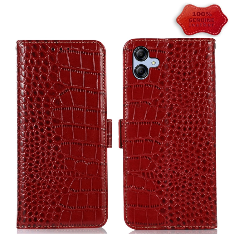 For Samsung Galaxy A04e Crocodile Top Layer Cowhide Leather Phone Case(Red) - Galaxy Phone Cases by buy2fix | Online Shopping UK | buy2fix