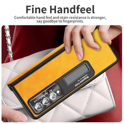 For Samsung Galaxy Z Fold3 5G Napa Texture All-inclusive Phone Case(Yellow) - Galaxy Phone Cases by buy2fix | Online Shopping UK | buy2fix