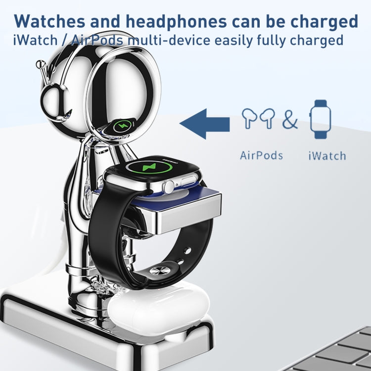 For Watch + Headset Intelligent Wireless Charging Holder(Silver) - Smart Wear by buy2fix | Online Shopping UK | buy2fix