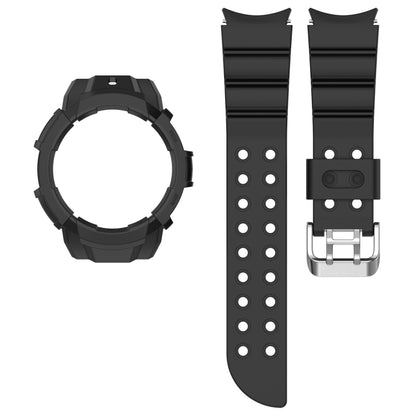 For Samsung Galaxy Watch4 44mm Armor Silicone Watch Band + Protective Case(Black) - Watch Bands by buy2fix | Online Shopping UK | buy2fix