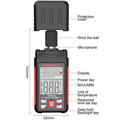 HABOTEST HT602 Multifunctional Digital Display Noise Decibel Tester - Consumer Electronics by buy2fix | Online Shopping UK | buy2fix