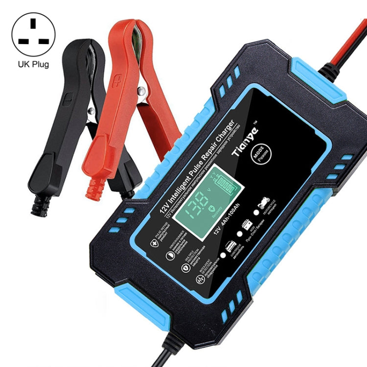 Motorcycle / Car Battery Smart Charger with LCD Creen, Plug Type:UK Plug(Blue) - In Car by buy2fix | Online Shopping UK | buy2fix