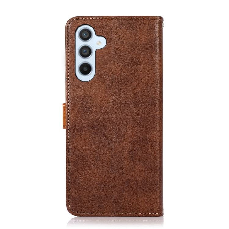 For Samsung Galaxy A24 4G KHAZNEH Dual-color Cowhide Texture Leather Phone Case(Brown) - Galaxy Phone Cases by buy2fix | Online Shopping UK | buy2fix