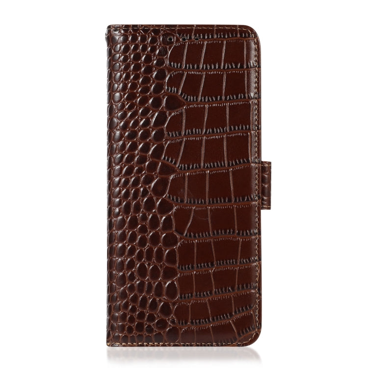 For Honor X7a 4G Crocodile Top Layer Cowhide Leather Phone Case(Brown) - Honor Cases by buy2fix | Online Shopping UK | buy2fix