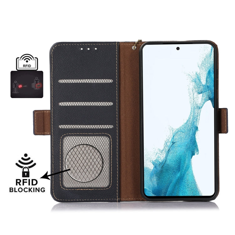 For Sony Xperia 1 IV Side-Magnetic TJ Genuine Leather RFID Phone Case(Blue) - Sony Cases by buy2fix | Online Shopping UK | buy2fix