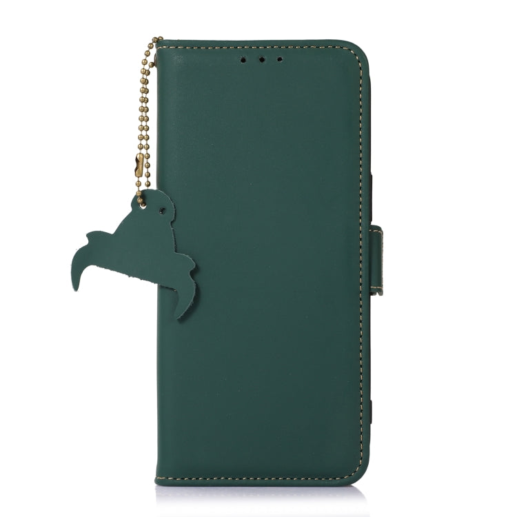 For Samsung Galaxy A24 4G Genuine Leather Magnetic RFID Leather Phone Case(Green) - Galaxy Phone Cases by buy2fix | Online Shopping UK | buy2fix