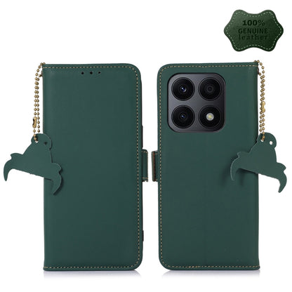 For Honor X8a 4G Genuine Leather Magnetic RFID Leather Phone Case(Green) - Honor Cases by buy2fix | Online Shopping UK | buy2fix