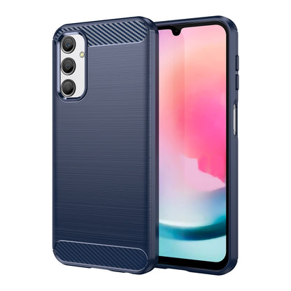 For Samsung Galaxy A24 4G Brushed Texture Carbon Fiber TPU Phone Case(Blue) - Galaxy Phone Cases by buy2fix | Online Shopping UK | buy2fix