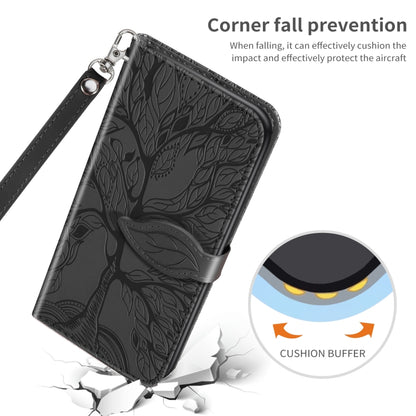 For Xiaomi Poco X5 Pro Life Tree Embossing Pattern Leather Phone Case(Black) - Xiaomi Cases by buy2fix | Online Shopping UK | buy2fix