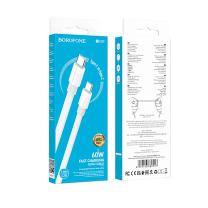 Borofone BX89 Type-C to Type-C Union 60W Charging Data Cable, Length:1m(White Gray) - USB-C & Type-C Cable by Borofone | Online Shopping UK | buy2fix