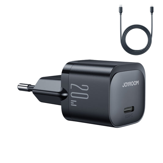 JOYROOM JR-TCF02 PD Type-C 20W Mini Charger with 1m Type-C to 8Pin Cable, Plug:EU Plug(Black) - USB Charger by JOYROOM | Online Shopping UK | buy2fix