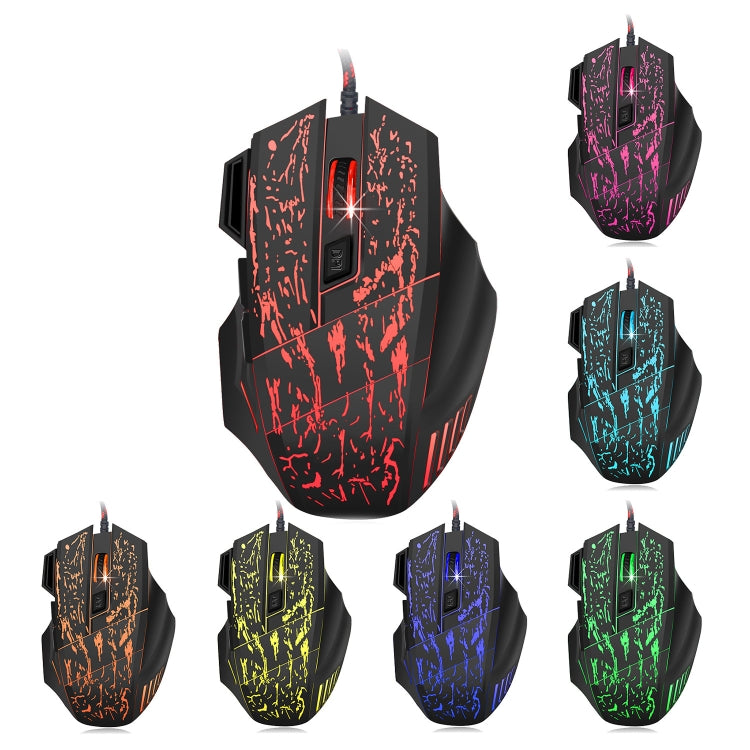 HXSJ A874 7-keys Flowing Water Crack Colorful Luminous Wired Gaming Mouse -  by HXSJ | Online Shopping UK | buy2fix