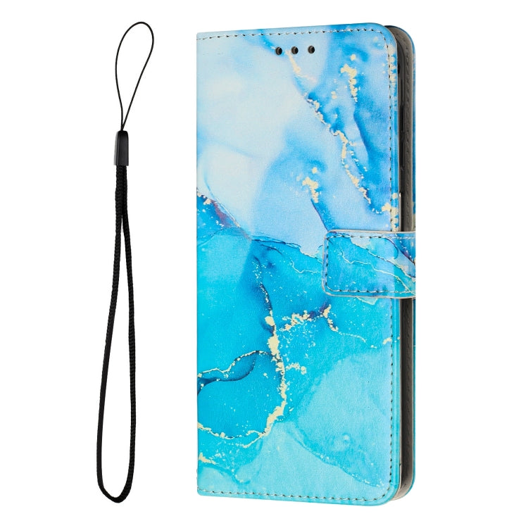 For Motorola Moto G73 Painted Marble Pattern Leather Phone Case(Blue Green) - Motorola Cases by buy2fix | Online Shopping UK | buy2fix