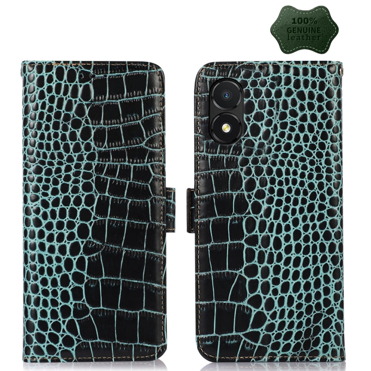 For Honor X5 Crocodile Top Layer Cowhide Leather Phone Case(Green) - Honor Cases by buy2fix | Online Shopping UK | buy2fix