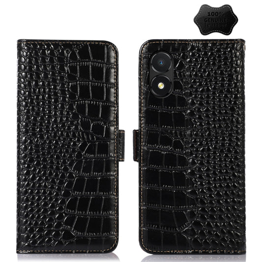 For Honor X5 Crocodile Top Layer Cowhide Leather Phone Case(Black) - Honor Cases by buy2fix | Online Shopping UK | buy2fix