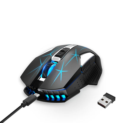 HXSJ T300 7 Keys 2400DPI 2.4G Colorful Luminous Wireless Mouse(Black) - Wireless Mice by HXSJ | Online Shopping UK | buy2fix