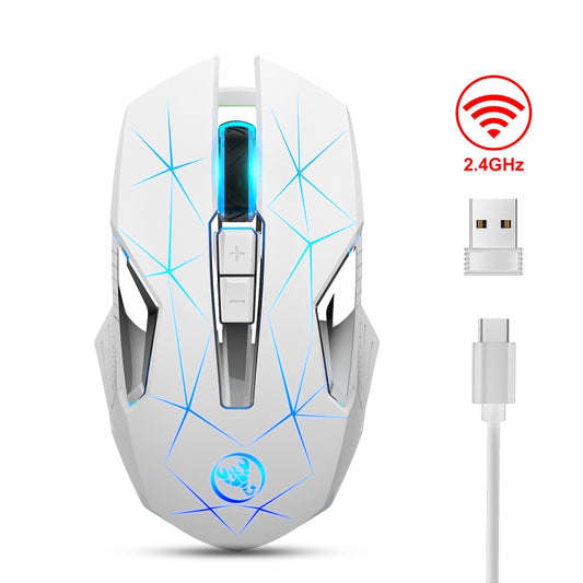 HXSJ T300 7 Keys 2400DPI 2.4G Colorful Luminous Wireless Mouse(White) -  by HXSJ | Online Shopping UK | buy2fix