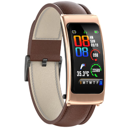 K20 1.14 inch Leather Band Earphone Detachable Life Waterproof Smart Watch Support Bluetooth Call(Brown) - Smart Wear by buy2fix | Online Shopping UK | buy2fix