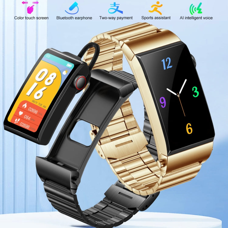 M6 1.5 inch Silicone Band Earphone Detachable IP68 Waterproof Smart Watch Support Bluetooth Call(Black) - Smart Wear by buy2fix | Online Shopping UK | buy2fix