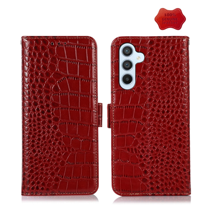 For Samsung Galaxy M14 5G Crocodile Top Layer Cowhide Leather Phone Case(Red) - Galaxy Phone Cases by buy2fix | Online Shopping UK | buy2fix