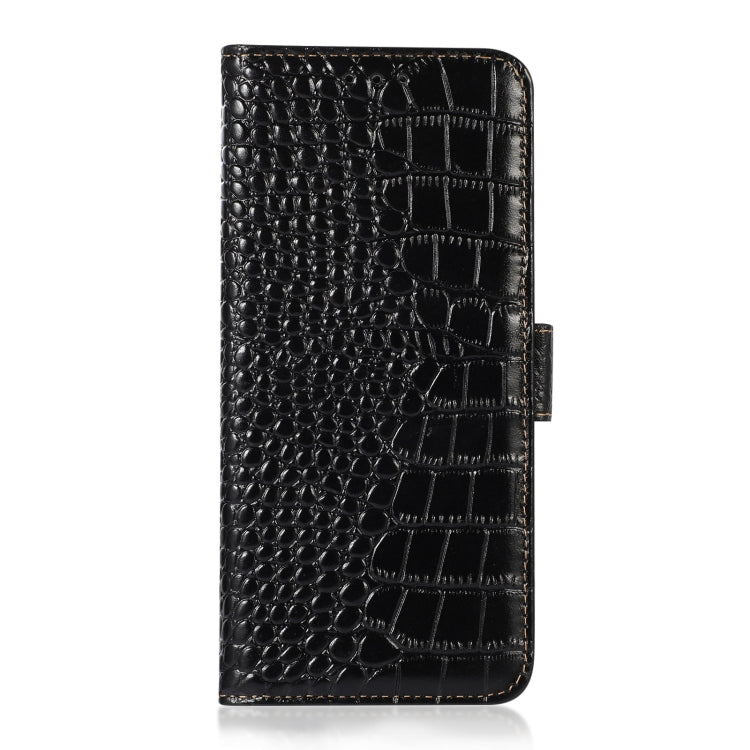 For Samsung Galaxy M14 5G Crocodile Top Layer Cowhide Leather Phone Case(Black) - Galaxy Phone Cases by buy2fix | Online Shopping UK | buy2fix