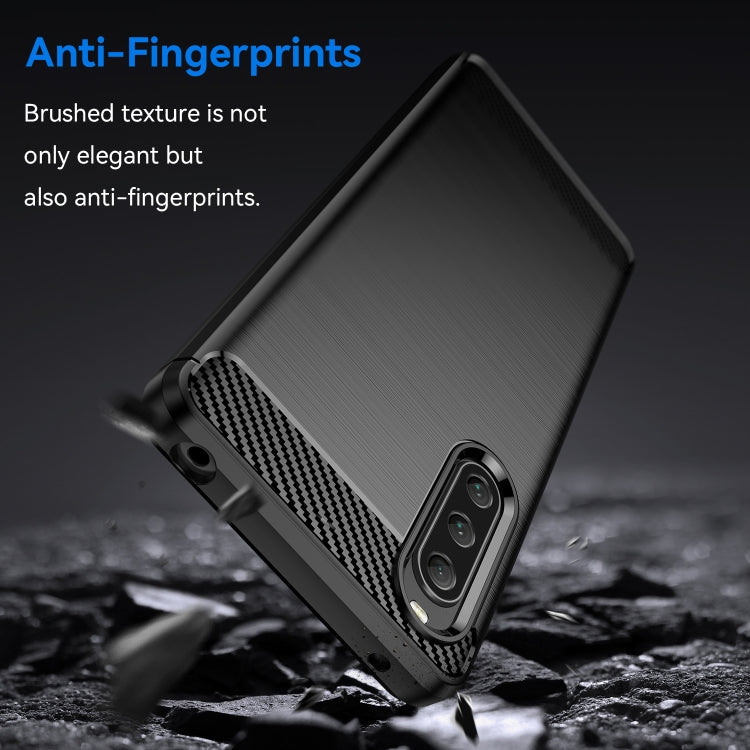 For Sony Xperia 10 V Brushed Texture Carbon Fiber TPU Phone Case(Black) - Sony Cases by buy2fix | Online Shopping UK | buy2fix