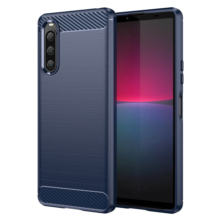 For Sony Xperia 10 V Brushed Texture Carbon Fiber TPU Phone Case(Blue) - Sony Cases by buy2fix | Online Shopping UK | buy2fix