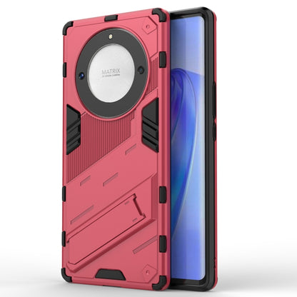 For Honor X9a/X40 5G/Magic5 Lite Punk Armor PC + TPU Phone Case with Holder(Light Red) - Honor Cases by buy2fix | Online Shopping UK | buy2fix