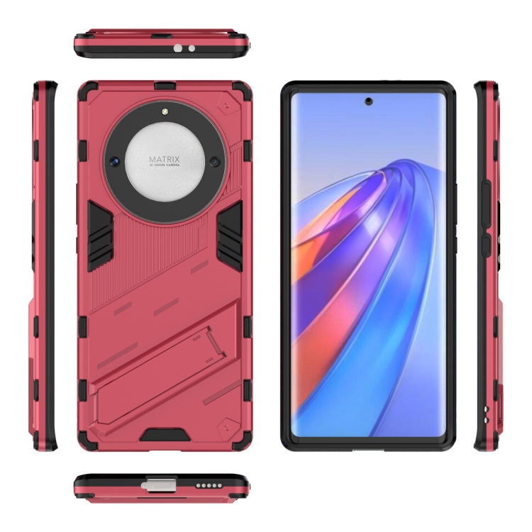 For Honor X9a/X40 5G/Magic5 Lite Punk Armor PC + TPU Phone Case with Holder(Light Red) - Honor Cases by buy2fix | Online Shopping UK | buy2fix