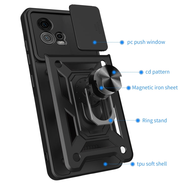 For Motorola Moto G72 Sliding Camera Cover Design TPU+PC Phone Case(Gold) - Motorola Cases by buy2fix | Online Shopping UK | buy2fix